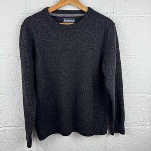 Barbour Men’s Wool Blend Crewneck Sweater Size L Charcoal Fleck Knit Classic